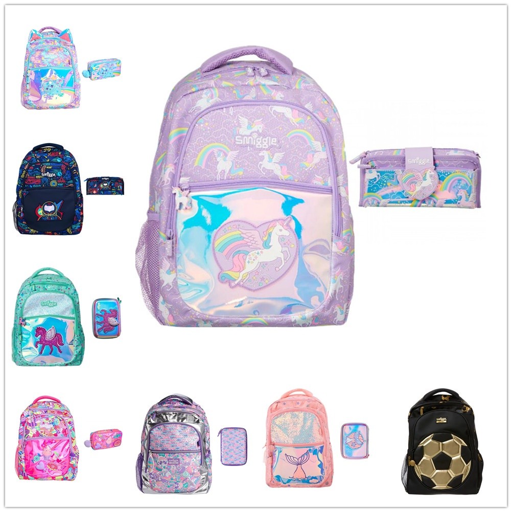 

Smiggle Backpack set alat tulis kotak pensil hadiah anak perempuan dan laki-laki desain terbaru unicorn |E89B20F1|