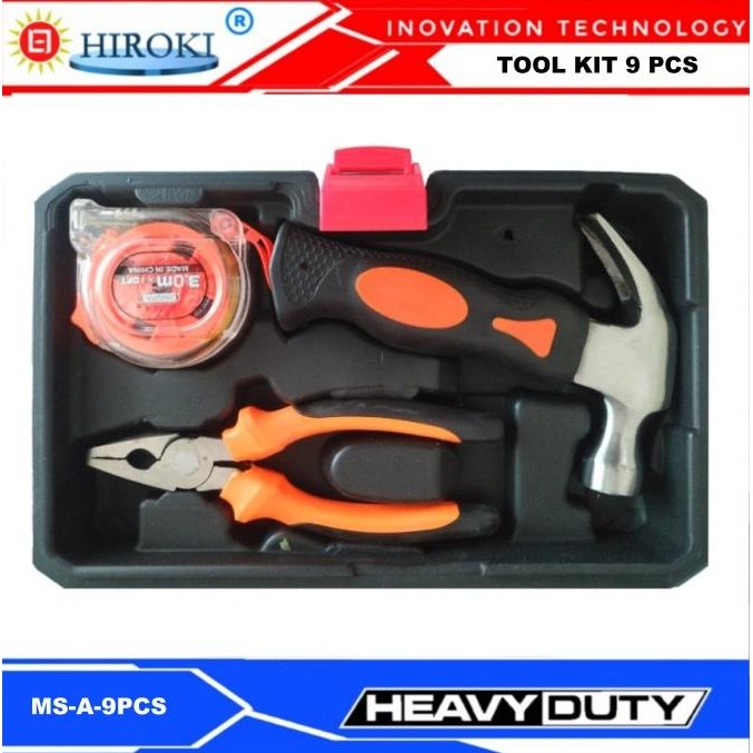 HIROKI PREMIUM TOOLKIT SET 9 PCS TOOL KIT PERTUKANGAN HAND TOOLS