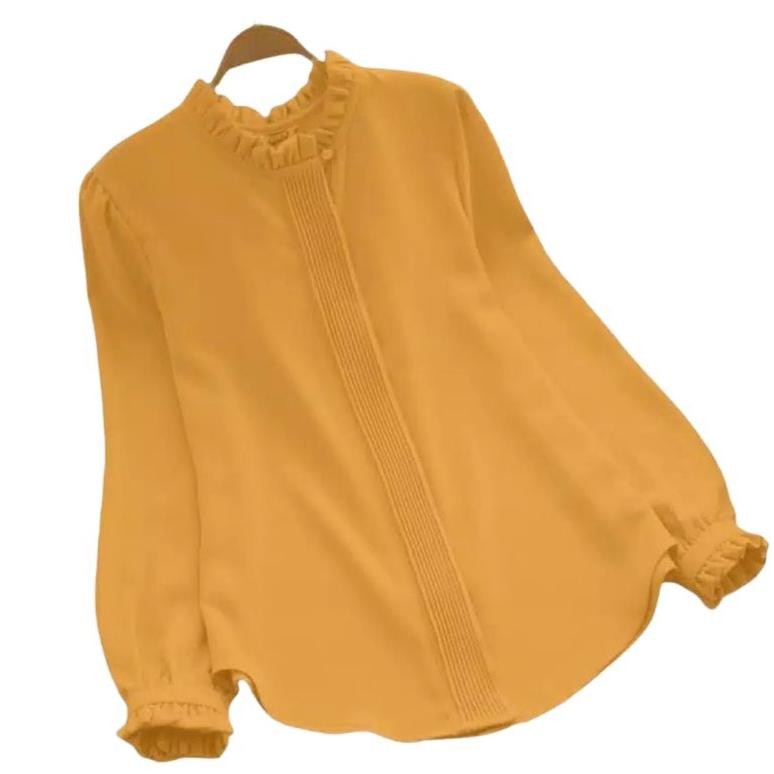 Blouse Korean Atasan Kemeja Wanita Kekinian Modern Elegan Blouse Lengan Panjang Outfit Remaja Dewasa