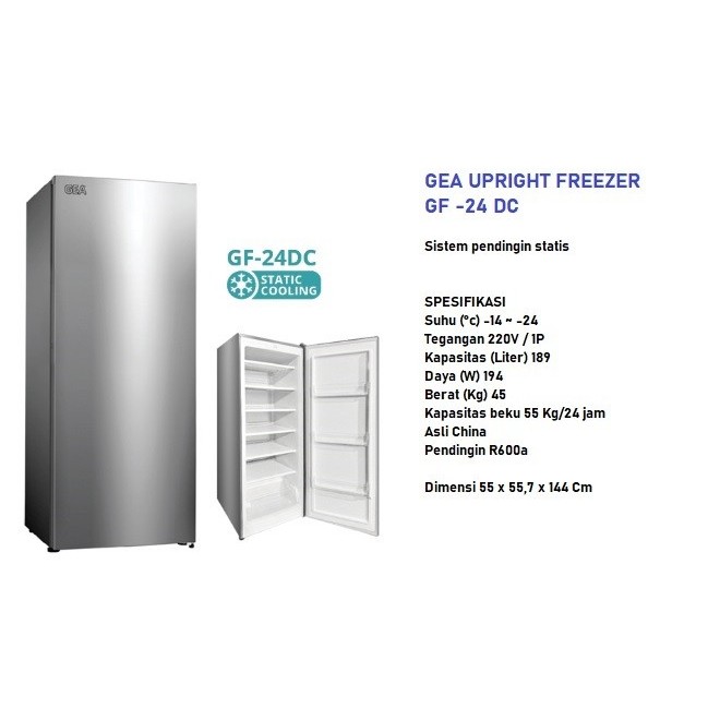 Upright Freezer GEA GF-24 DC / Kulkas Freezer / STATIC COOLING