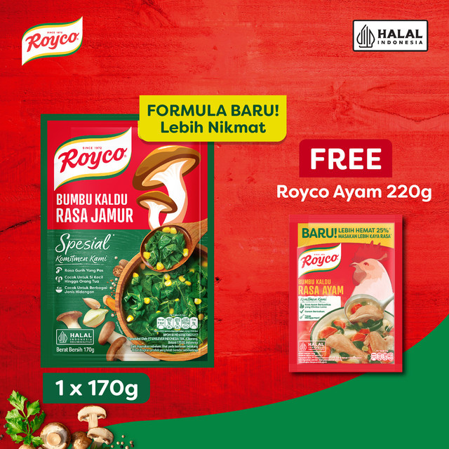 

Beli Royco Kaldu Jamur 170g GRATIS Royco Kaldu Ayam 220g