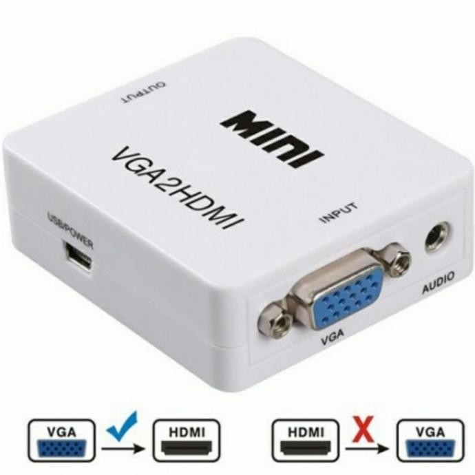 Mini Converter VGA to HDMI AUX LCD TV Monitor Laptop PC Proyektor