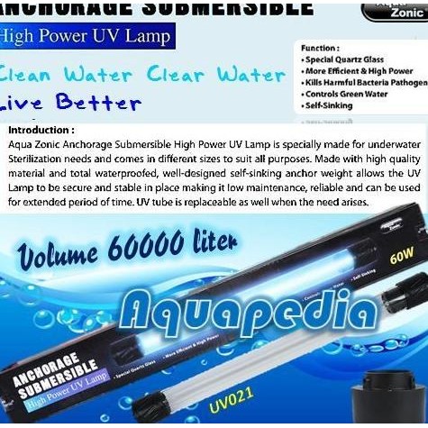 Aquazonic Uv021 Lampu Uv Celup 60Watt Anchorage High Power Uv Lamp