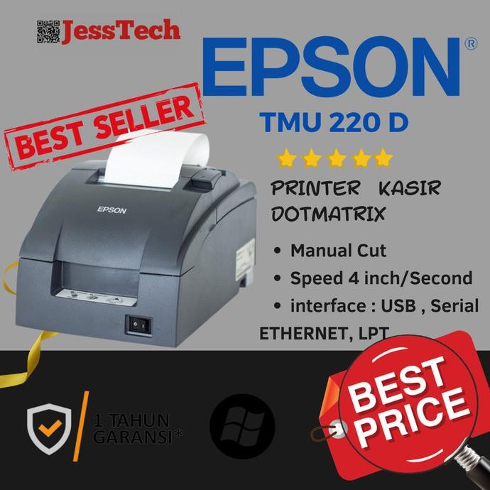 Epson Tmu220D / Tm-U220D Dotmatrix Printer Kasir Port Serial/Lpt/Lan Diskon