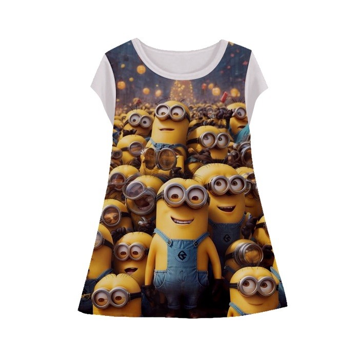Baju Dress Anak Perempuan Minion v2 Tunik Anak Wanita Minion-2 Umur 1-12 Tahun