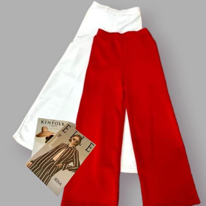 CELANA KULOT MERAH PUTIH / CELANA PANJANG KULOT PANTS CELANA KULOT KAIN HALUS NYAMAN WANITA PEREMPUA