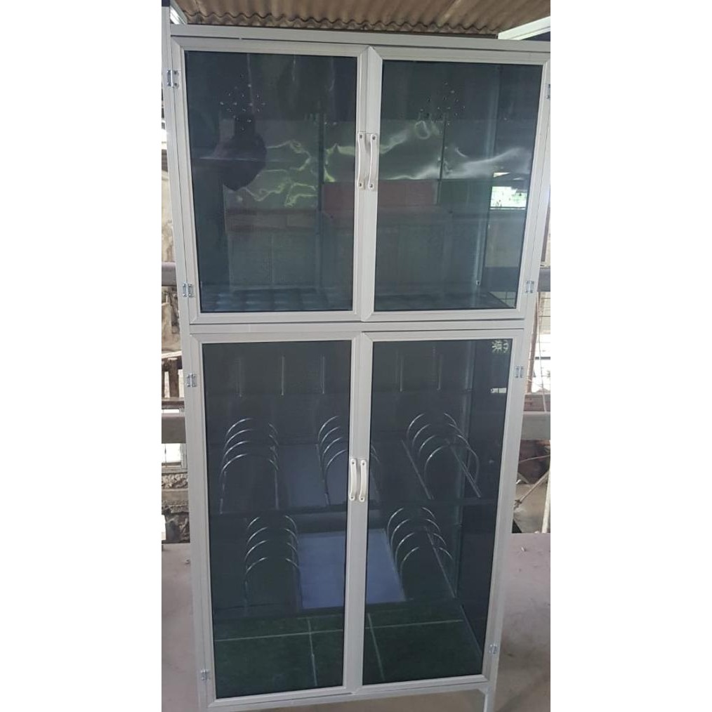 Rak Piring Lemari Piring Alunium Kaca 2 Pintu