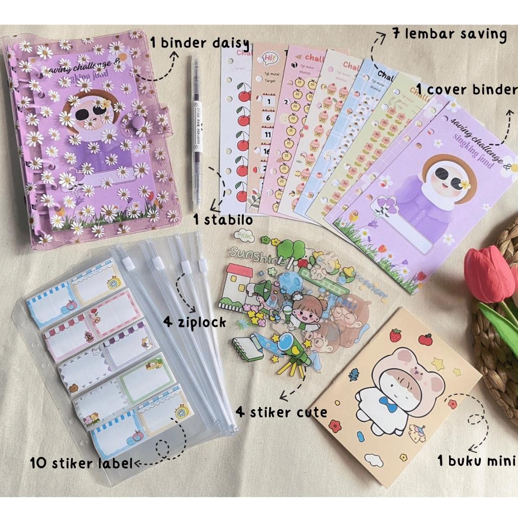 

SALE PAKET NABUNG BINDER A6 DAISY | PAKET BINDER MENABUNG A6 y-76