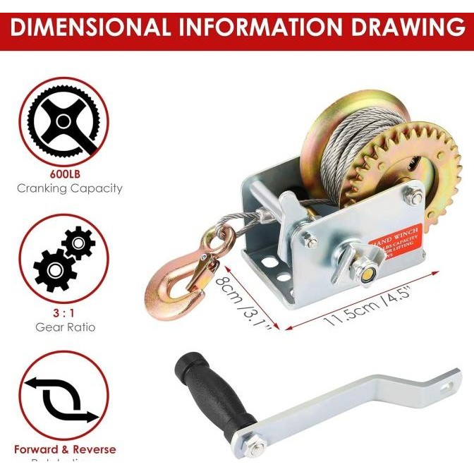 Alat Derek Tangan Mini Mesin Derek Manual Katrol Manual 600Lbs / 250Kg
