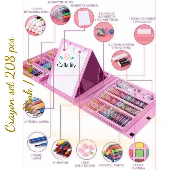 

Cl Art Set 208Pcs Pensil Warna Crayon Mewarnai Anak Alat Lukis Cat Air