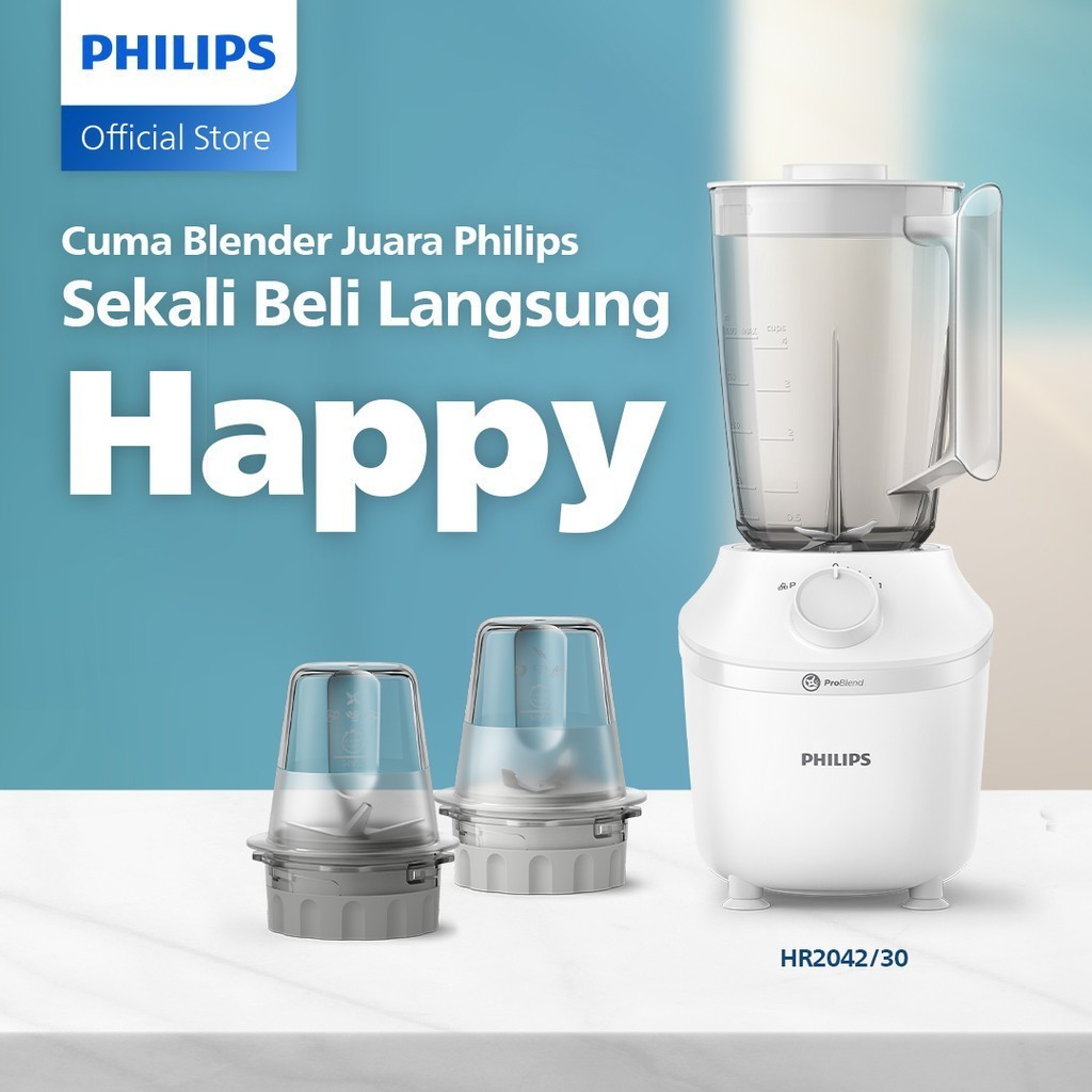 Blender Philips Plastik 1 Liter - 3000 series HR2042/30 - Blender Jus - Blender Juicer- Blender Terb