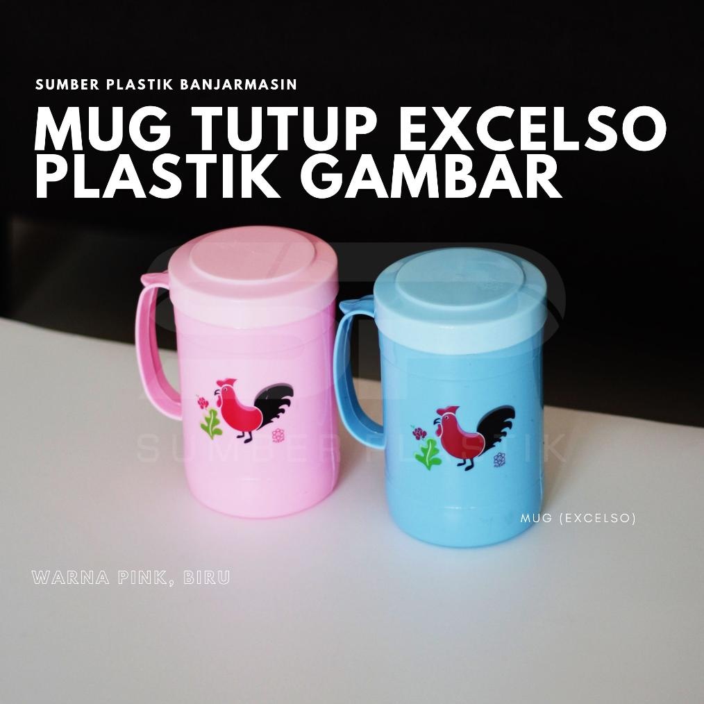 Mug Tutup Excelso Gelas Tutup Plastik Warna Gambar (Excelso)