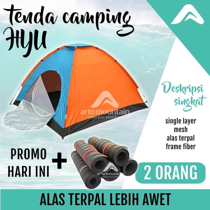 TERBARU TENDA CAMPING DOME 2P SINGLE LAYER 2-3-4 ORANG kemping anak dewasa