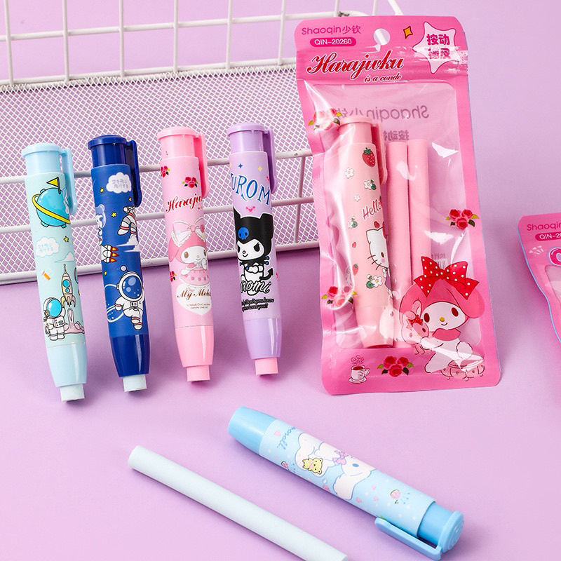 

AJS Penghapus pensil mekanik refill 1 set / penghapus pensil karakter sanrio /mechanical eraser lucu