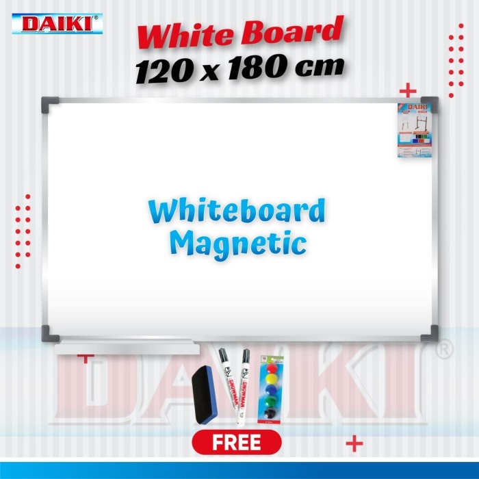 

TERLARIS! Papan tulis / Whiteboard magnetic DAIKI gantung uk 120x180 cm