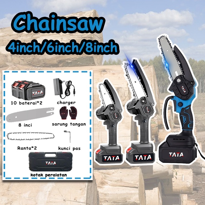 PANA TATA gergaji listrik mini gergaji listrik tanpa kabel 8 Inch Gergaji listrik kecil rumah