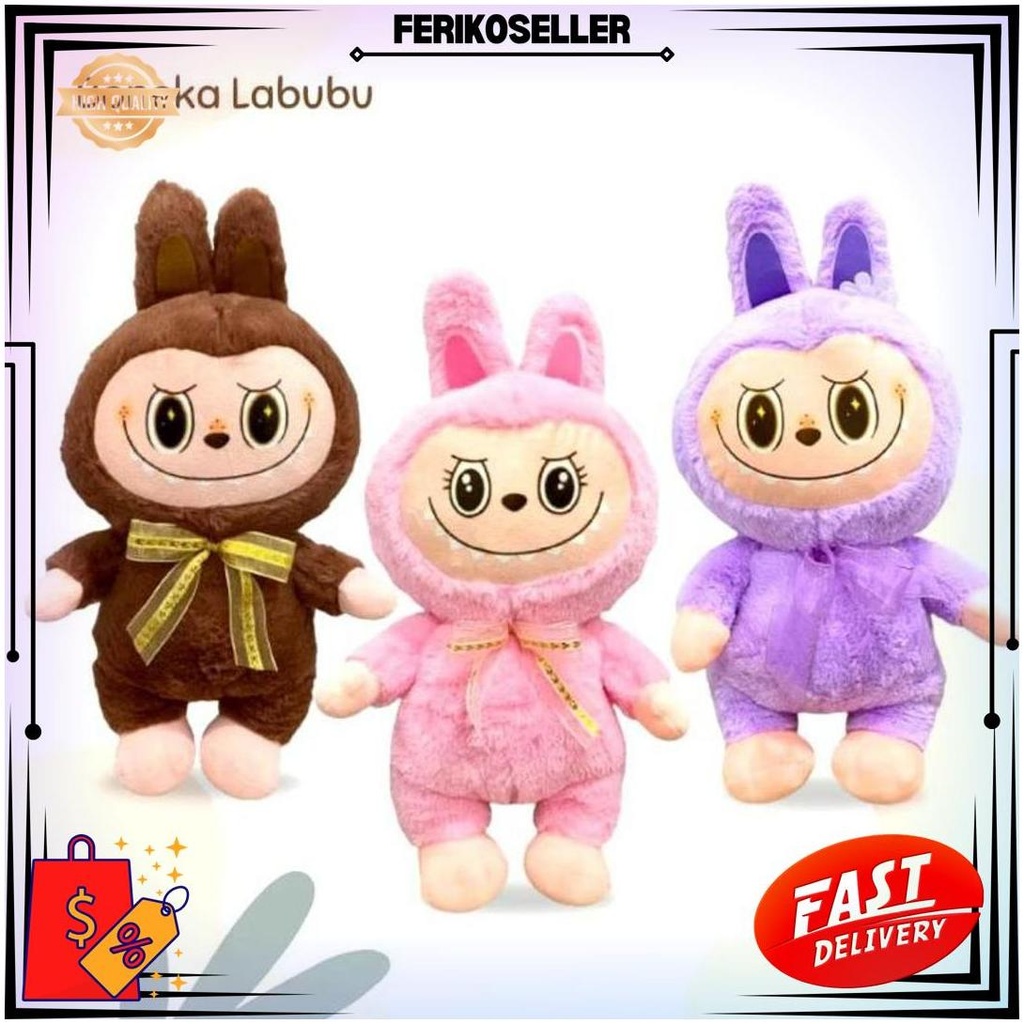 Boneka Labubu Jumbo The Monster 50Cm Heart Macaron Unofficial D Promo 10.10