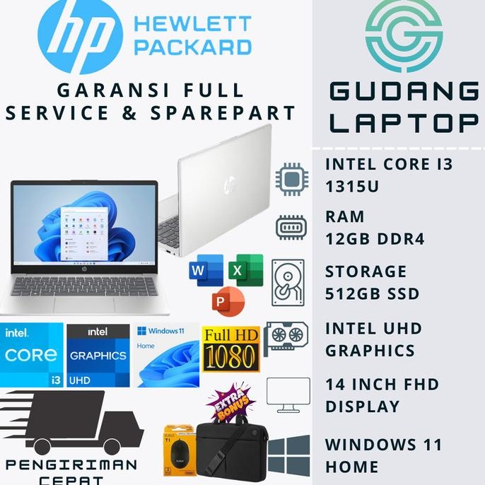 New | Promo Laptop Baru Hp 14 Core I3 Ram 8Gb Ssd 512Gb Ips Backlit Silver Ori