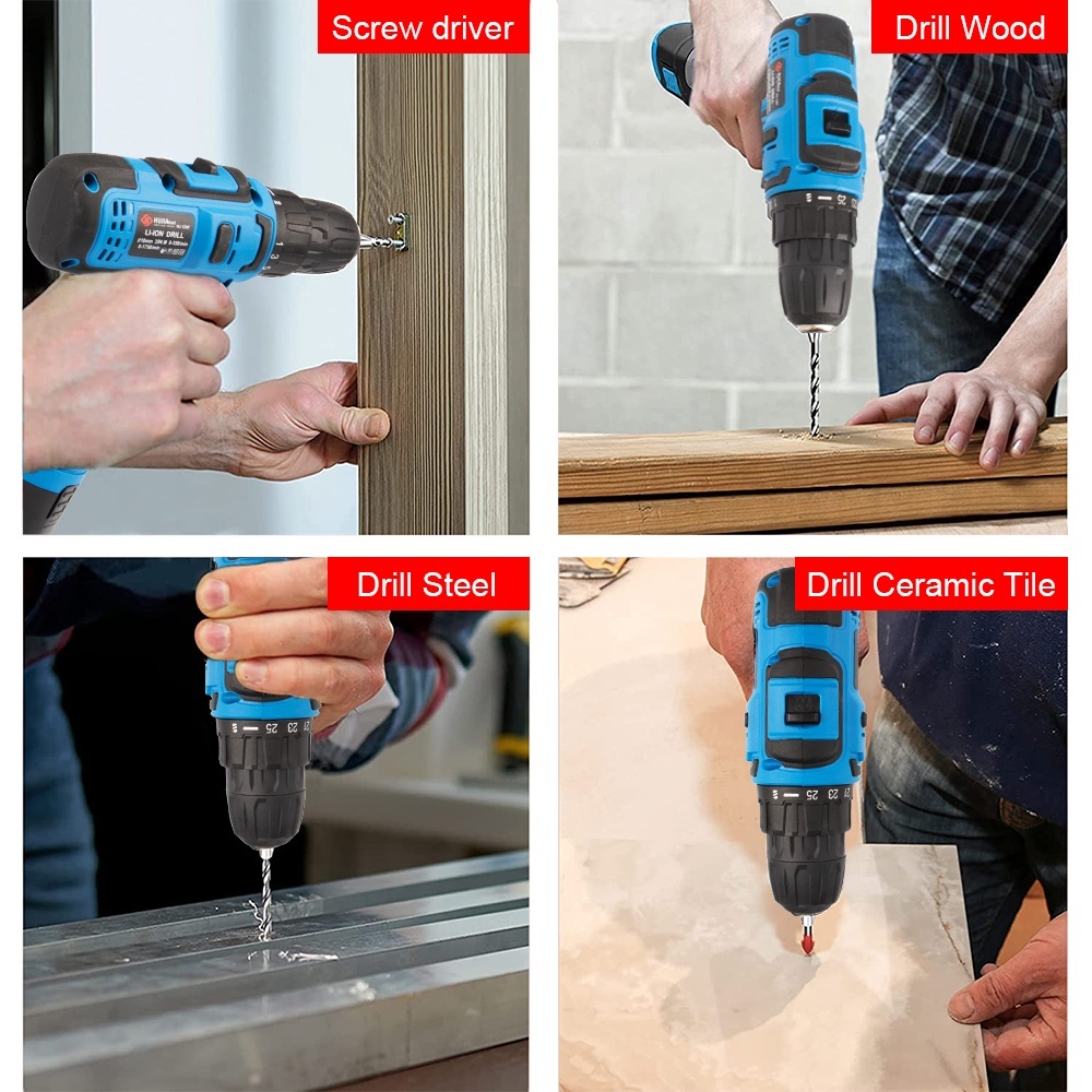 READY HUJIA 12V mesin bor baterai cas murah 10mm Bor tangan listrik bolak bolik bor baterai mesin