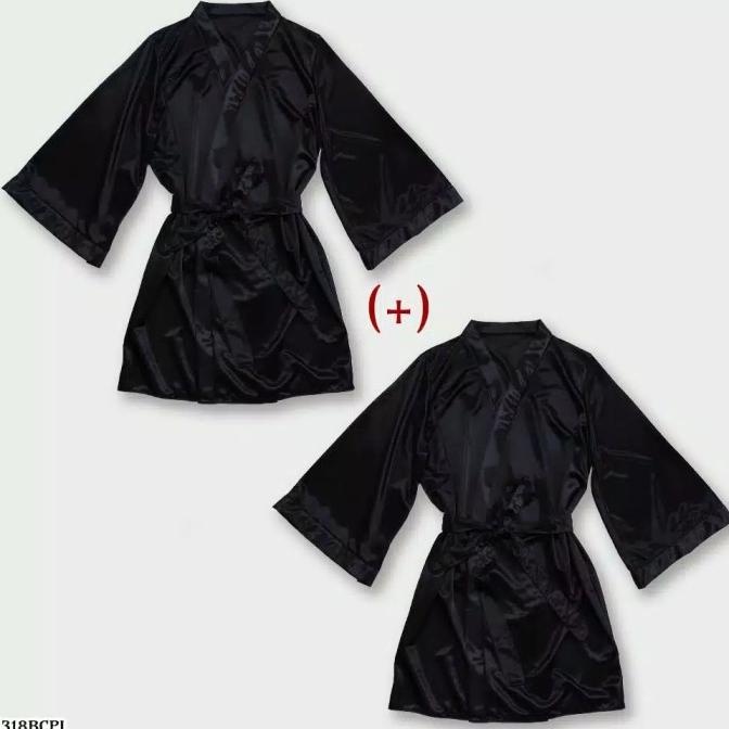baju busana tidur kimono piyama hitam couple pasangan pria dan wanita H24S