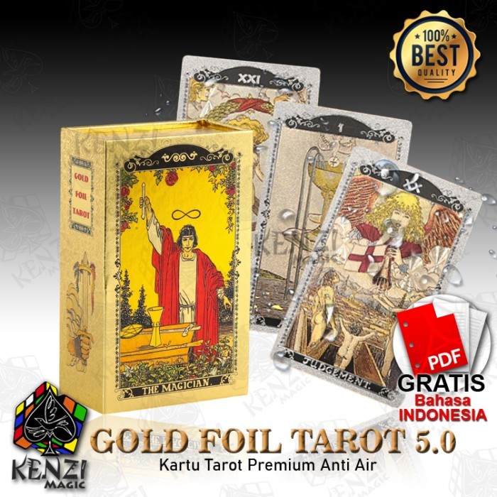 Kartu Tarot Neo Rider Waite Anti Air PVC Waterproof Gold Foil 5.0