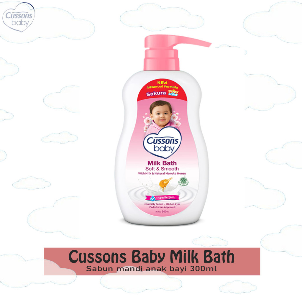 Cussons Baby Milk Bath - Sabun Mandi Bayi Botol - Perawatan Kulit Bayi -Sabun Cair Pump 300ml