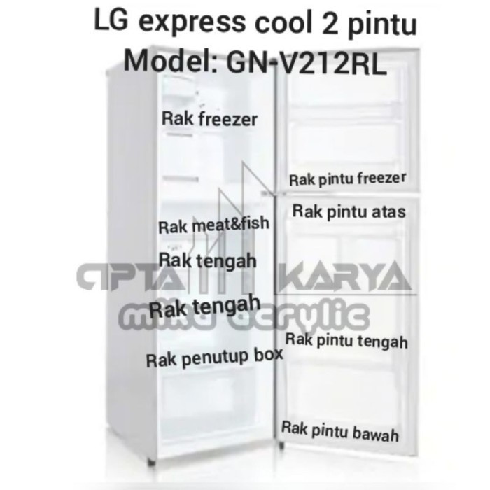 RAK KULKAS LG EXPRESS COOL 2 PINTU MODEL GN-V212RL