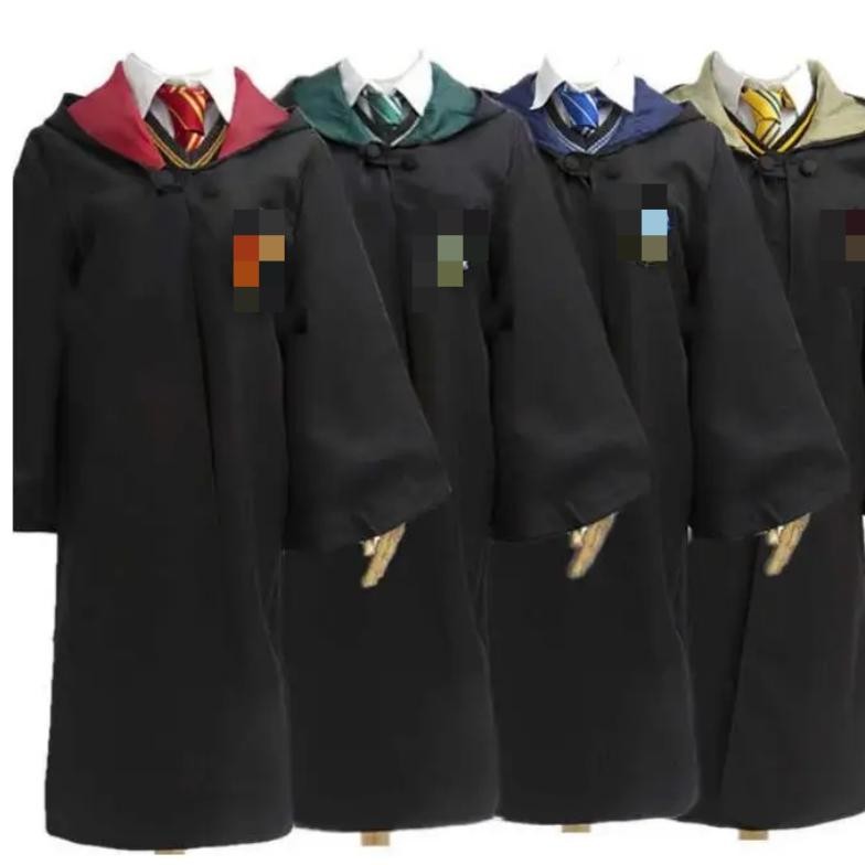 DFG 1set Jubah Anak + Necktie Cosplay + Kacamata Cosplay Robe Anak Kostum Jubah Seragam Sekolah Hall