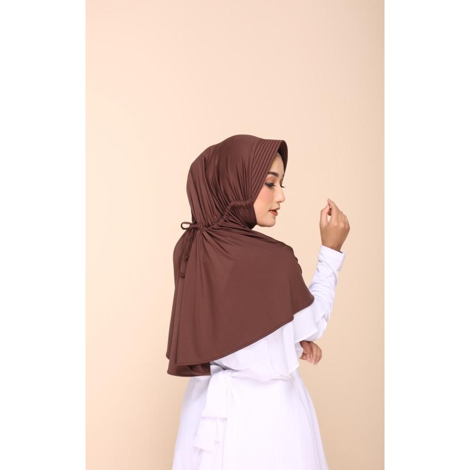 Hijab Instan Elzatta Zaria Sahara L Bergo Polos Panjang Serut Belakang