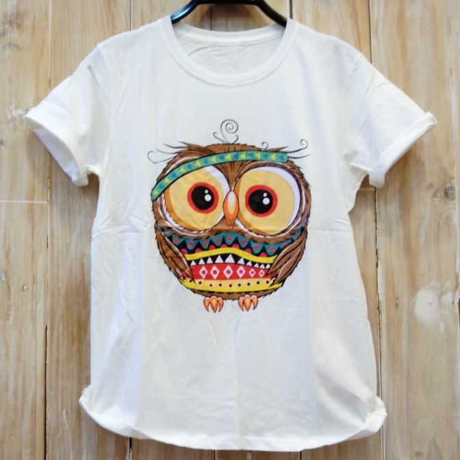 Potongan Harga Kaos Owl Lucu Hitam Putih Fit L Xl Ld 92 Ld 100 Baju Anak Remaja Murah Akl