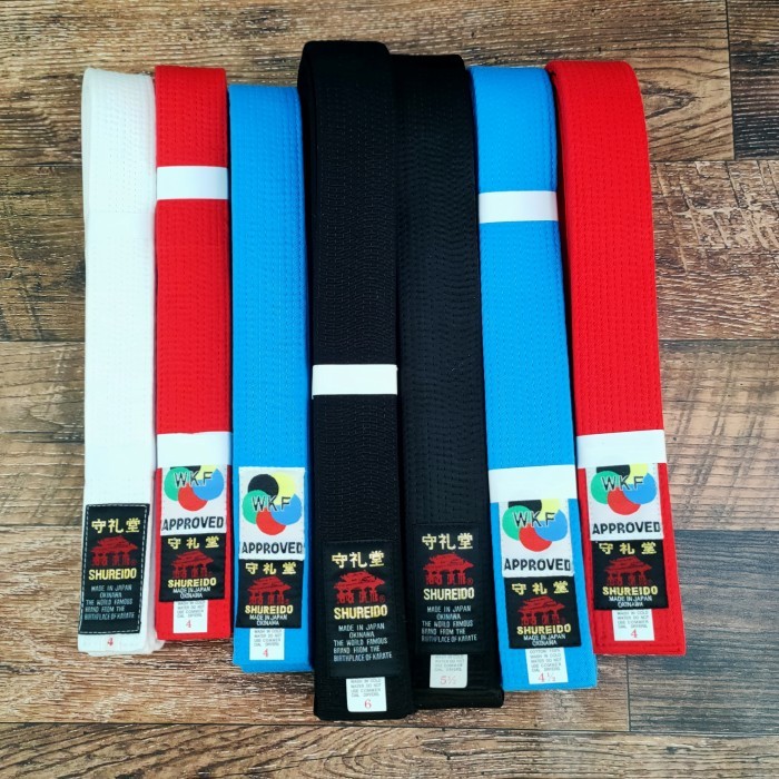 Sabuk Shureido Karate Belt (WKF Kata / Kumite / Putih / Black Belt)