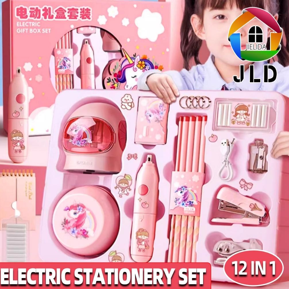 

Terlaris Jielida 12 In 1 Alat Tulis /Elektrik Rautan Penghapus Vacuum Pensil Anak Alat Perkakas Belajar Anak Perempuan Kado Electric Stationery Set BisaCod