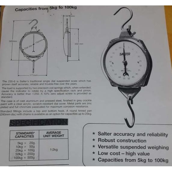 Timbangan Gantung Salter Jarum 100Kg