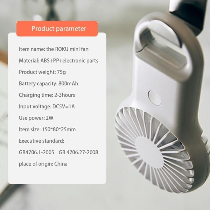 AVVIC Roku Mini Fan Kipas Angin Mini Portable RGB Light Rechargeable PSG