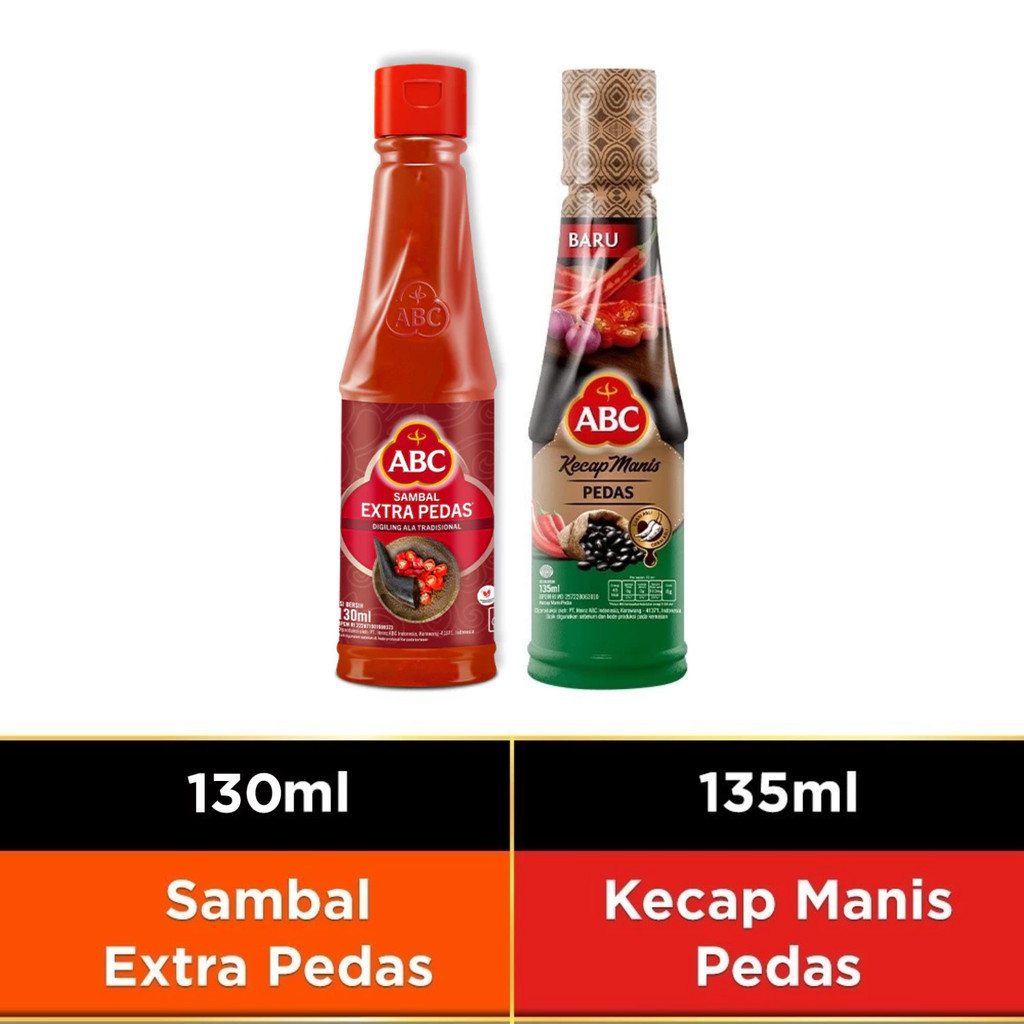 

ABC Sambal Extra Pedas 130ml + Kecap Manis Pedas 135ml