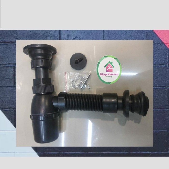 Ready Sifon Wastafel Hitam/Afur Sifon Wastafel Peer Hitam