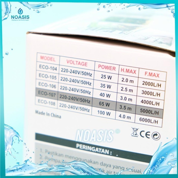 KANDILA ECO 107 Pompa Air Celup Aquarium Water Pump 65 W 5000 Lh