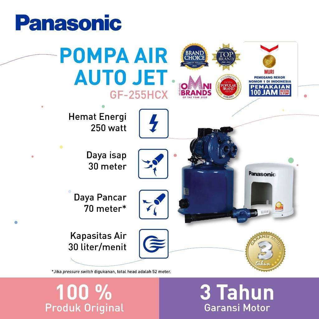 Panasonic GF-255HCX-P - Pompa Sumur Dalam Otomatis / Auto Jet Pump