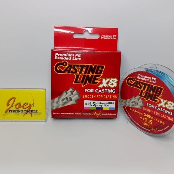 Casting Line X8 Pe#1,5 - 34Lb Multicolour Benang Pancing Senar Pe