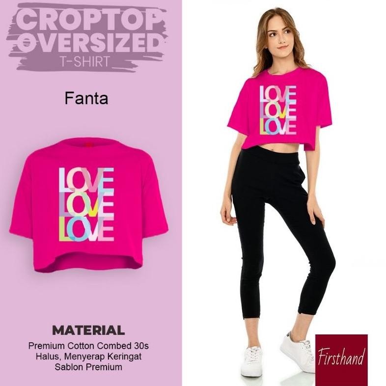 Termurah Kaos Zumba Gym Senam Crop Top Oversize Baju Atasan Crop Love Original BisaCod