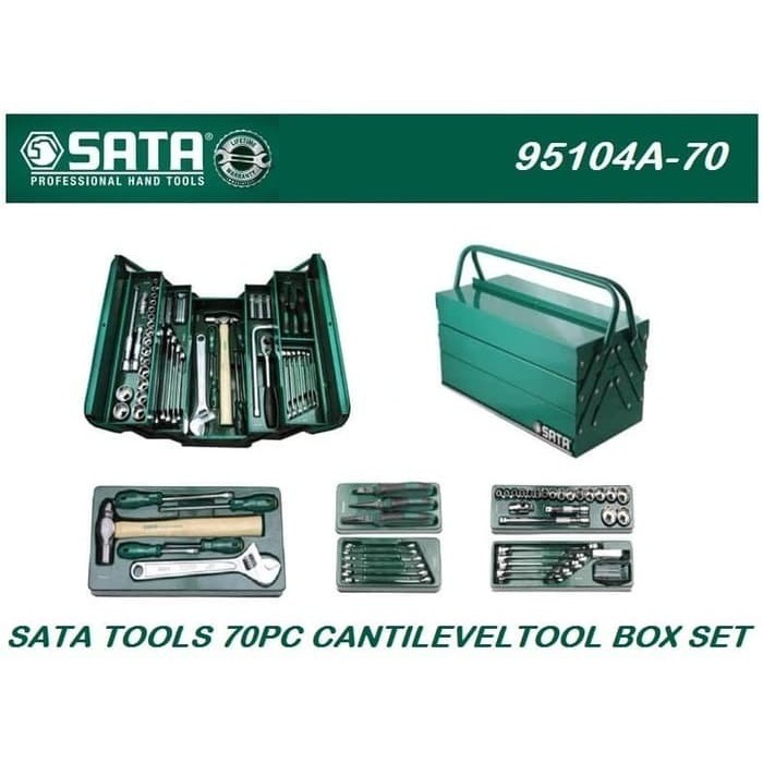 SATA 95104A-70 12PT CANTILEVER MECHANIC TOOL BOX SET 70PC TOOL KIT SET
