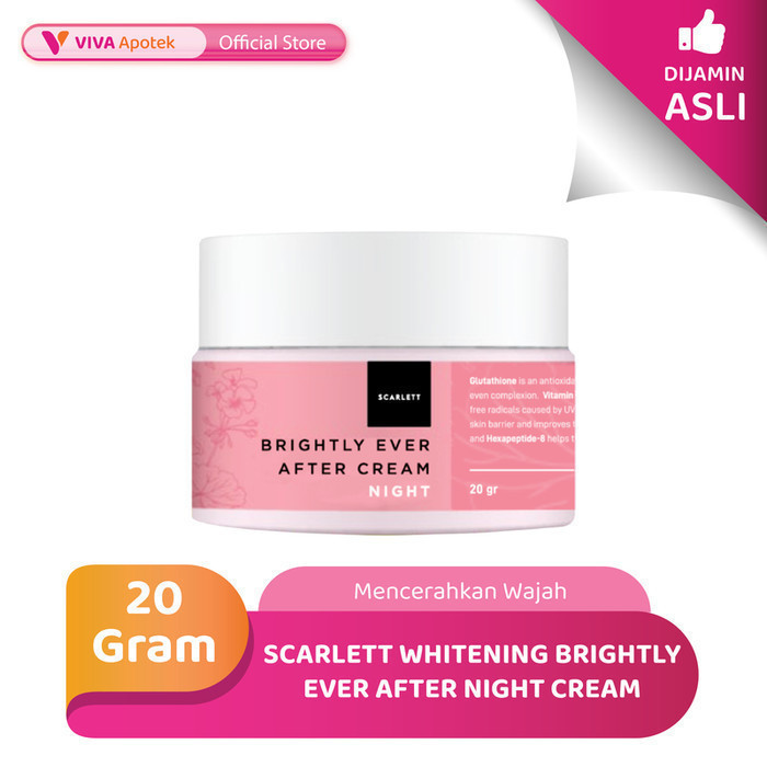Scarlett Whitening Brightly Ever After Night Cream untuk Mencerahkan Wajah (20 Gram)