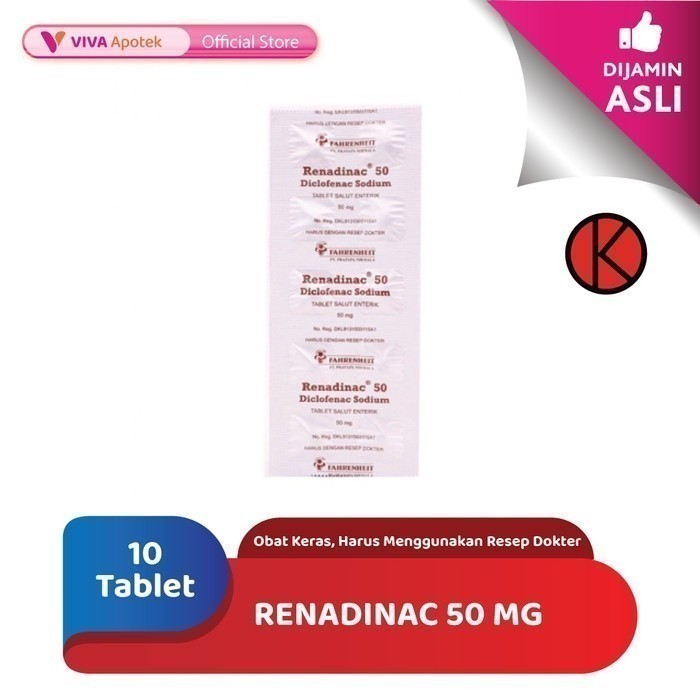 Renadinac 50 mg / Natrium Diklofenak / Nyeri Sendi (10 Tablet)