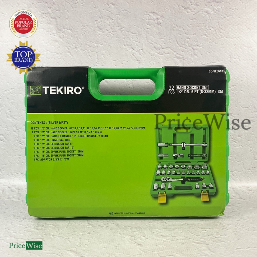 Kunci Sock Set 32 pcs 6 PT 8-32 mm Tekiro / Kunci Sok Set /Hand Socket
