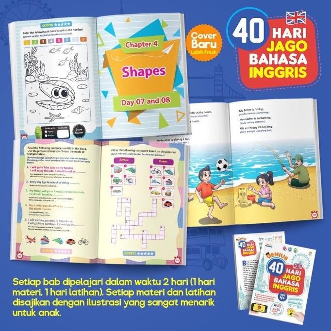 Buku Anak Genius 40 Hari Jago Bahasa Inggris Ziyad Books Bonus Stiker Terlaris