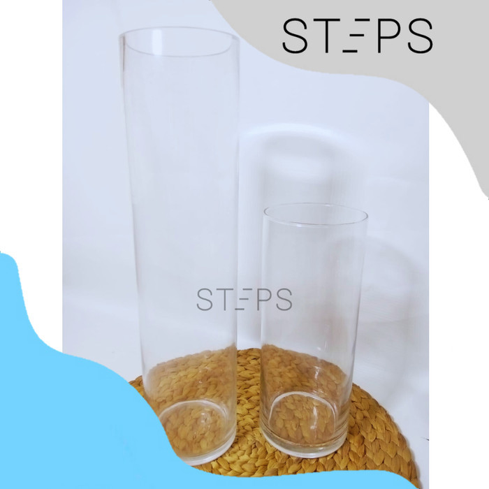 VAS KACA TINGGI BAMBOO / VAS BUNGA KACA TABUNG / VAS KACA BENING HIASAN DEKORASI BUNGA