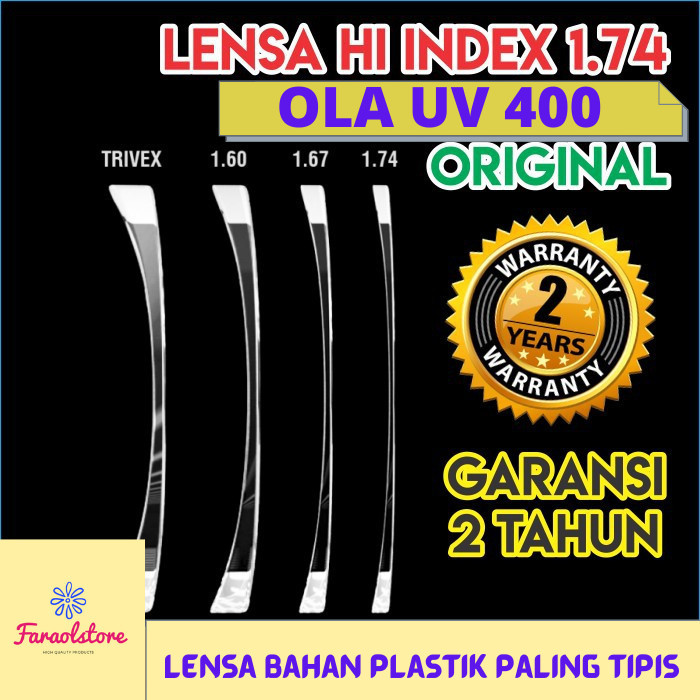 Jual Lensa Kacamata Minus Tinggi Merk Ola Indeks 1.74 Sangat Tipis