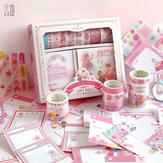 

aesthetic scrapbook dekorasi buku diy stiker hampers gift set natal RMBT