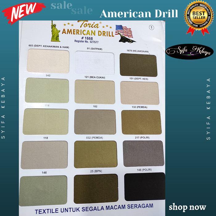 Kain Drill / American Drill Harga 1 roll isi 35 Meter