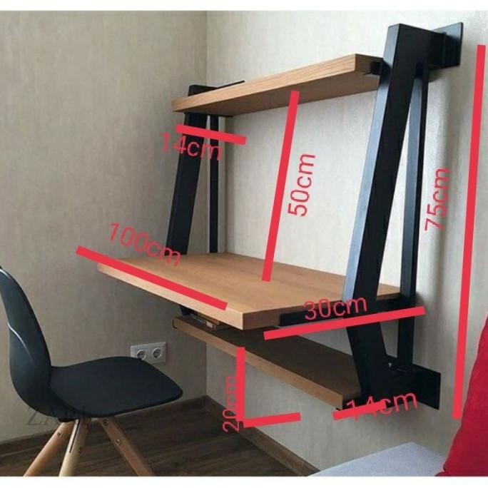 Meja Kerja Komputer Dinding Kayu Solid Meja Belajar Dinding Minimalis Modern Kembalistore22